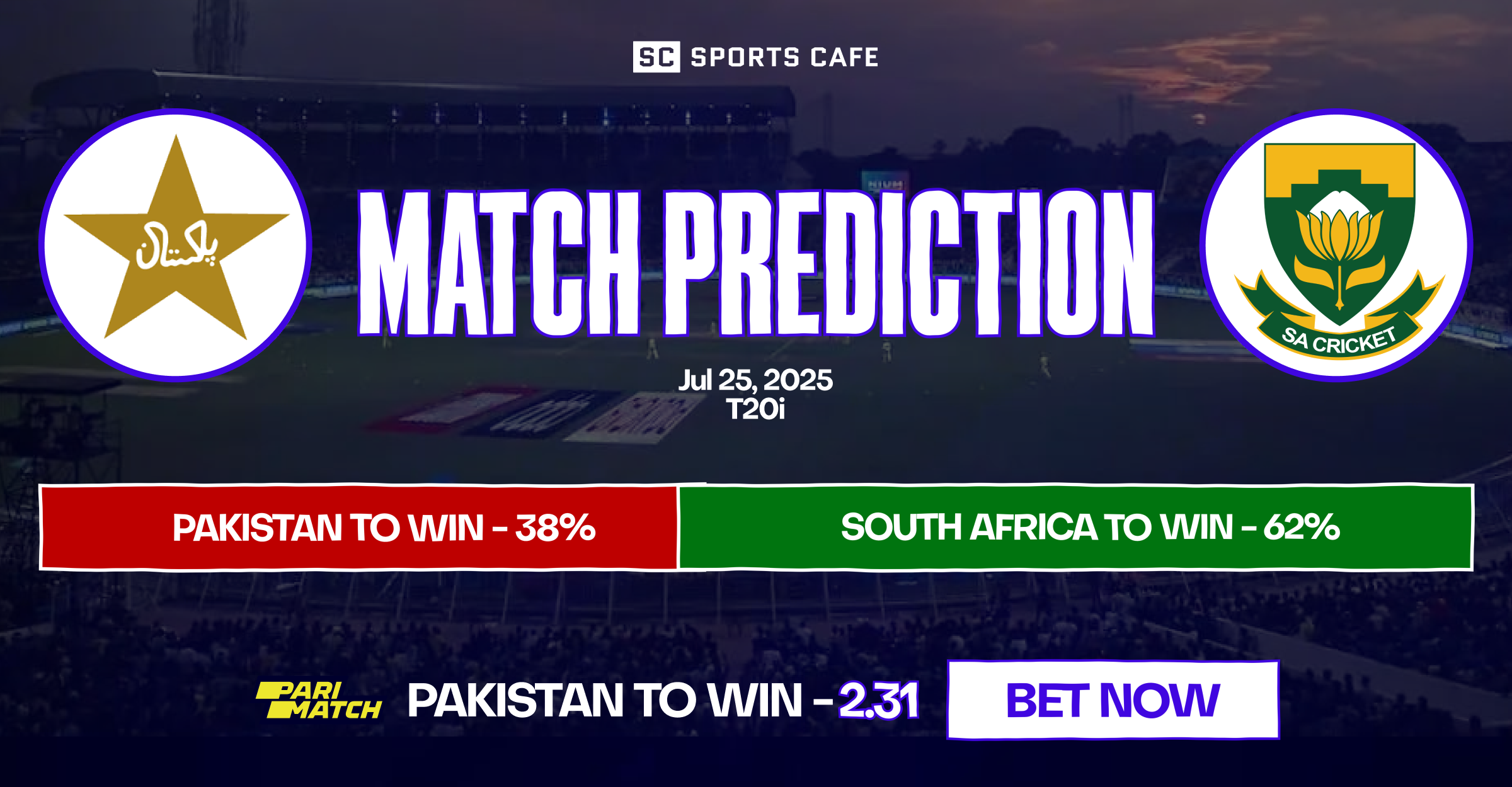 Pakistan vs South Africa match prediction.